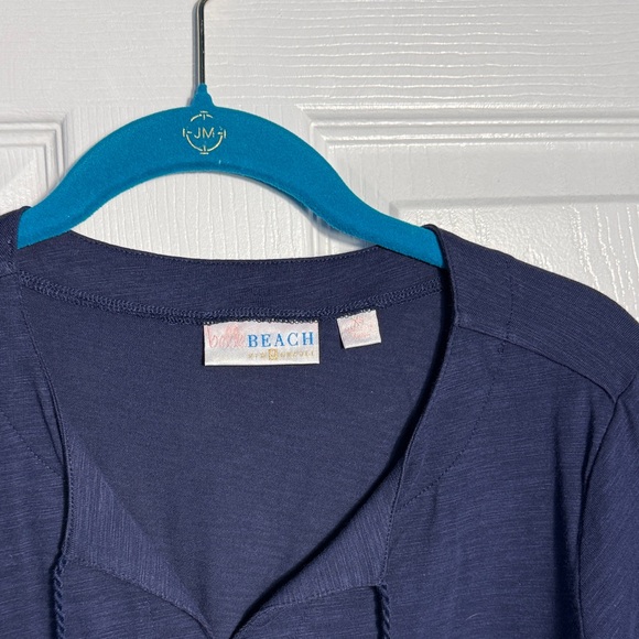 Belle by Kim Gravel Dark Blue Tunic with White Embroidery - Picture 2 of 5